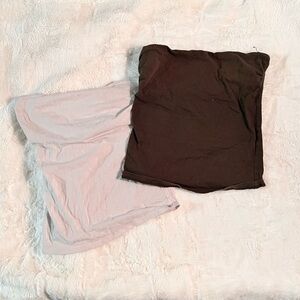 2 PACK white & olive green tube tops